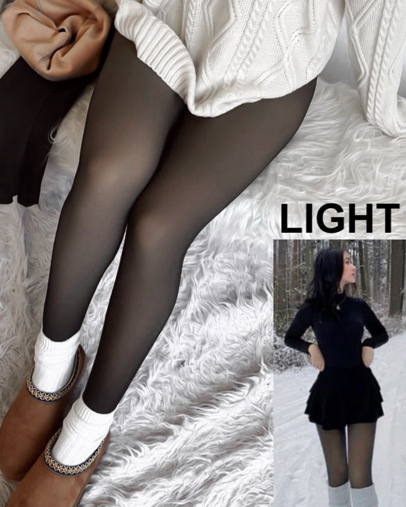 Semi-Transparent Single Seam Fleece Lined Tights