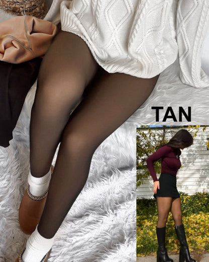 Semi-Transparent Single Seam Fleece Lined Tights