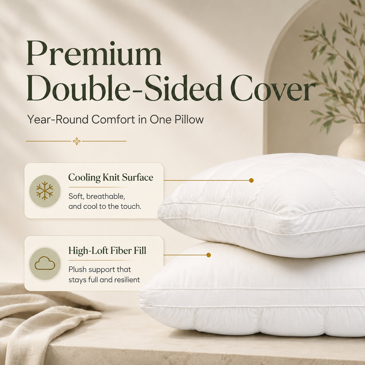 Cooling Puff Grid Pillow – Ultra Soft Ice-Silk Sleeping Pillow