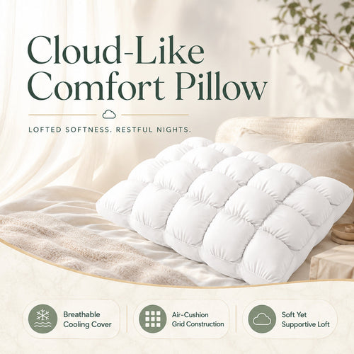 Cooling Puff Grid Pillow – Ultra Soft Ice-Silk Sleeping Pillow