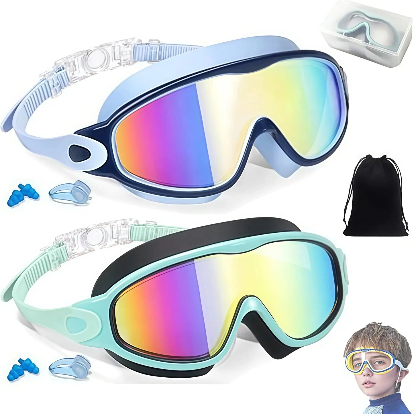 Femmekin Kids Swim Goggles 2 Pack - UV Protection & Anti-Fog