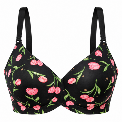 Women's Floral Seamless Jelly Wireless Push-Up Bra