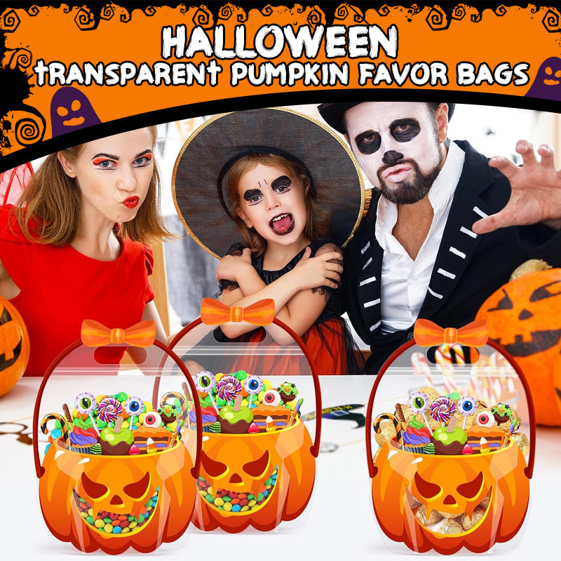 👻Halloween Bestsellers-50%off🎃Halloween Transparent Pumpkin Favor Bags✨Perfect for Party, Trick-or-Treat, Classroom Gifts