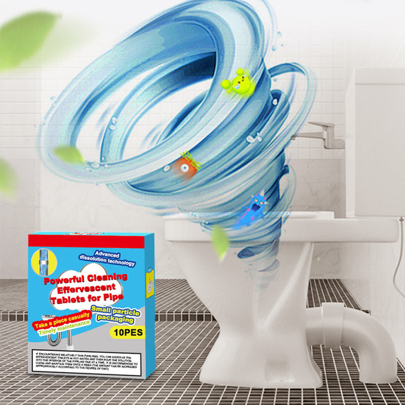 Powerful Cleaning Effervescent Tablets for Pipe 12PCS-  Fast Dissolve Hair Grease Clogs, Deodorizing Antibacterial Pipe Cleaner for Sink Toilet Floor Drain