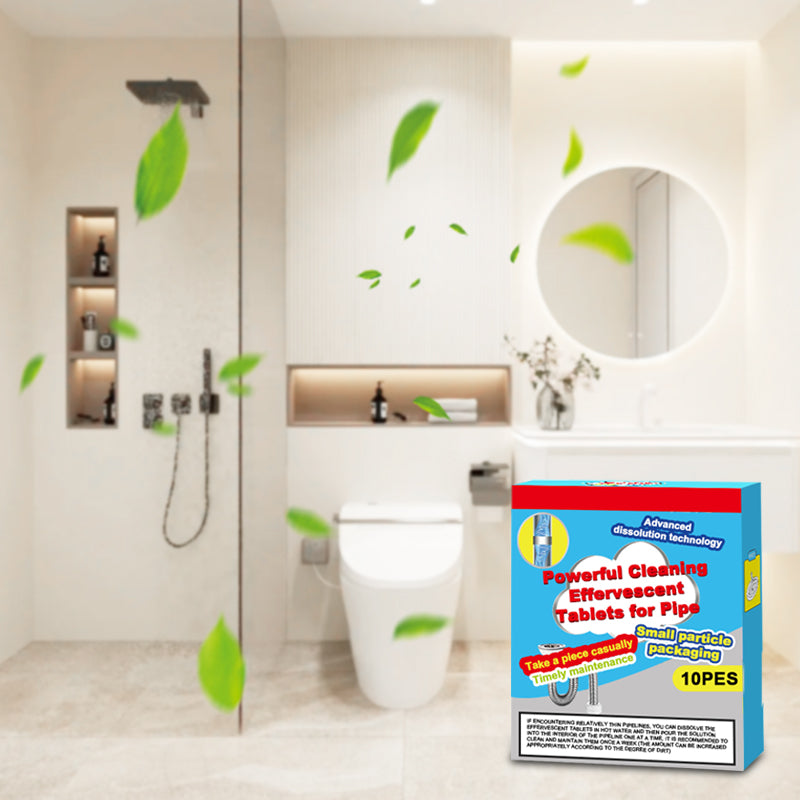 Powerful Cleaning Effervescent Tablets for Pipe 12PCS-  Fast Dissolve Hair Grease Clogs, Deodorizing Antibacterial Pipe Cleaner for Sink Toilet Floor Drain