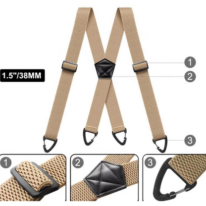 Men's X-Back Suspenders with Heavy-Duty Hook Clips – Wide, Adjustable & Durable for Work & Casual