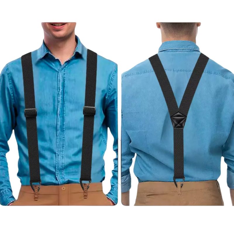 Men's X-Back Suspenders with Heavy-Duty Hook Clips – Wide, Adjustable & Durable for Work & Casual