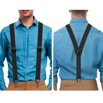 Men's X-Back Suspenders with Heavy-Duty Hook Clips – Wide, Adjustable & Durable for Work & Casual