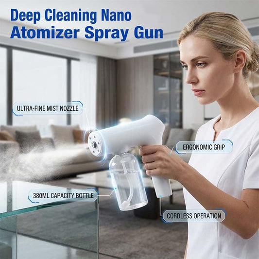 📢📢57% OFF !! ⏰ Cordless Nano Atomizer – Touchless Disinfecting, Blue Light – For Home, Office & Car 🏠