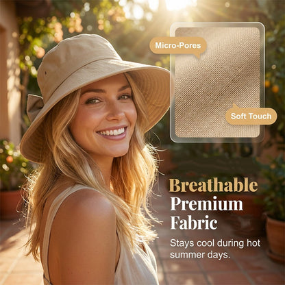 👒 LIMITED-TIME 50% OFF! ✨ Women's Bowknot Wide Brim Sun Hat – Foldable, 360° Protection 🎀