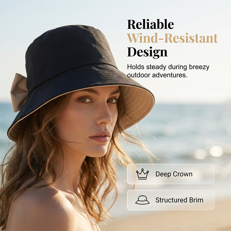 👒 LIMITED-TIME 50% OFF! ✨ Women's Bowknot Wide Brim Sun Hat – Foldable, 360° Protection 🎀