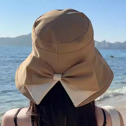 👒 LIMITED-TIME 50% OFF! ✨ Women's Bowknot Wide Brim Sun Hat – Foldable, 360° Protection 🎀
