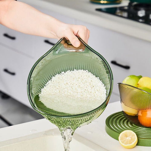 2-in-1 Rice Washing & Straining Bowl with Handle