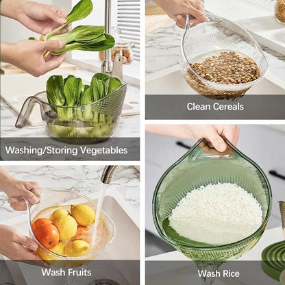 2-in-1 Rice Washing & Straining Bowl with Handle