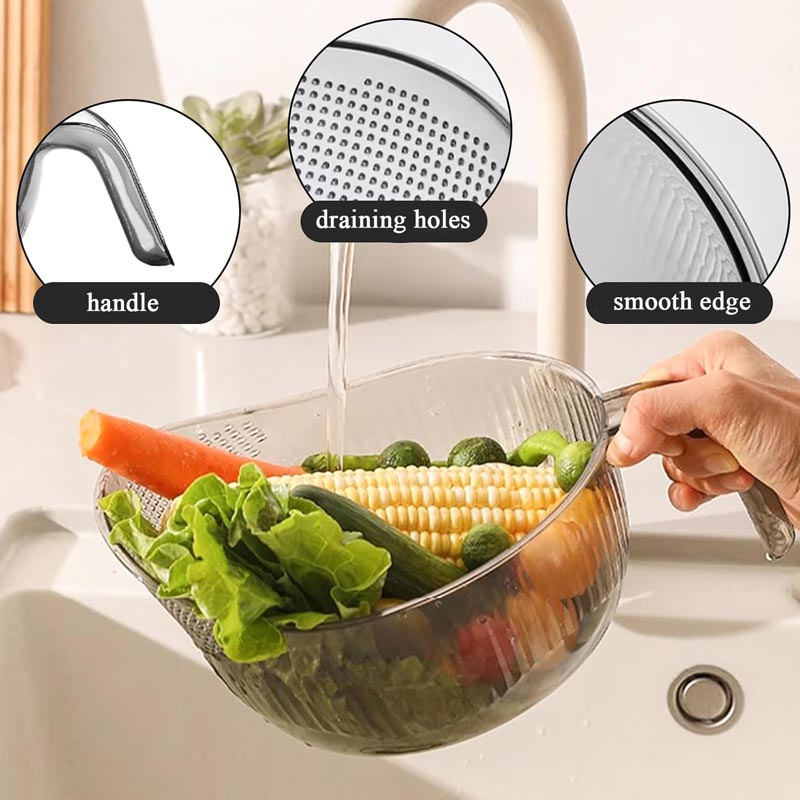 2-in-1 Rice Washing & Straining Bowl with Handle