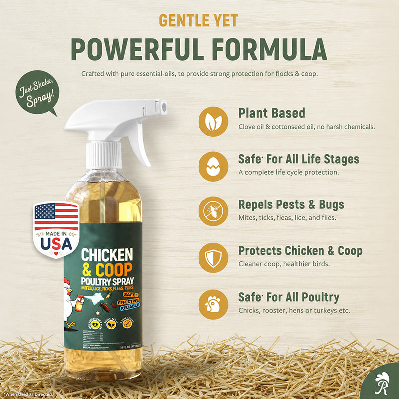 🔥 Buy 2 Get 1 FREE🐔Botanical Poultry Coop Cleaner Spray | 🌿Lemongrass & Peppermint, Repels Flies & Mites, Safe for Birds & Housing