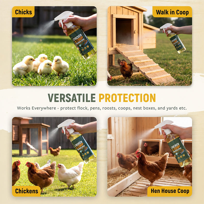 🔥 Buy 2 Get 1 FREE🐔Botanical Poultry Coop Cleaner Spray | 🌿Lemongrass & Peppermint, Repels Flies & Mites, Safe for Birds & Housing