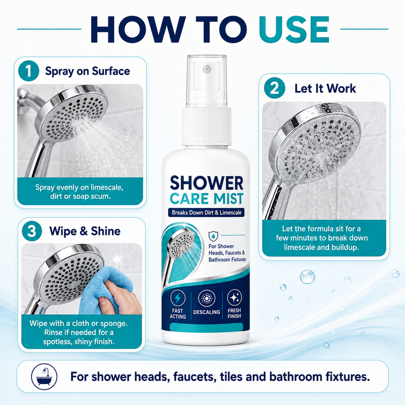 Fast-Acting Limescale Remover Spray for Showerheads and Faucets