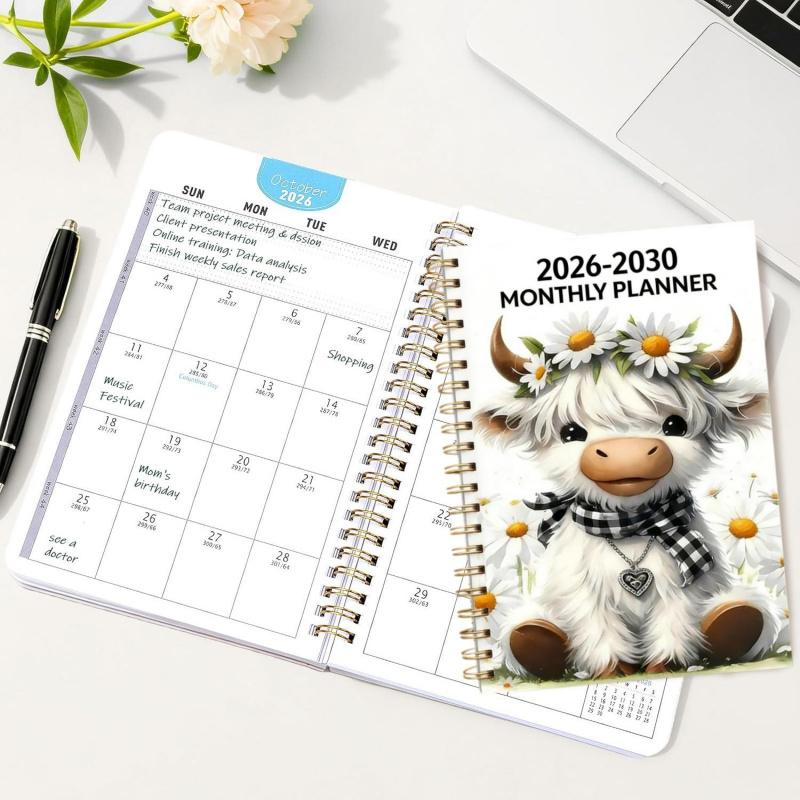 ⏰📅 LAST DAY SALE ONLY￡6.99!! 🐮 Highland Cow 5-Year Monthly Planner – Long-Term Organisation & Goal Planning in One Place ✨