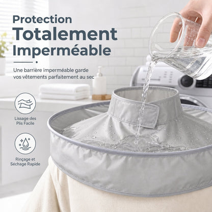 Hair Cutting Cape with Catcher – built-in groove traps clippings, no mess on clothes or floors. Waterproof, non-static, folds flat. Perfect for home trims & kids' cuts