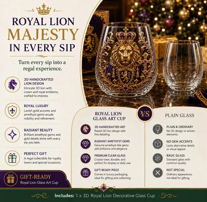 3D Crowned Lion Crystal Whiskey Glass – product image 1