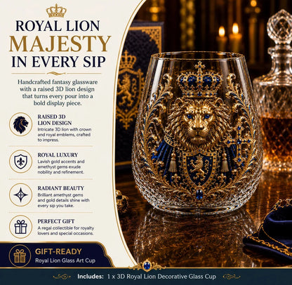 3D Crowned Lion Crystal Whiskey Glass – product image 4