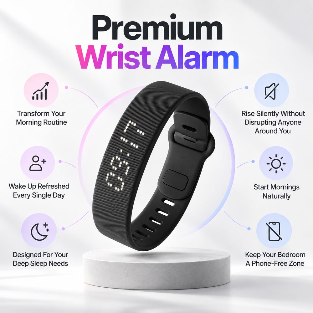 Silent Vibration Alarm Wristband with 3 Alarms & 14 Day Battery