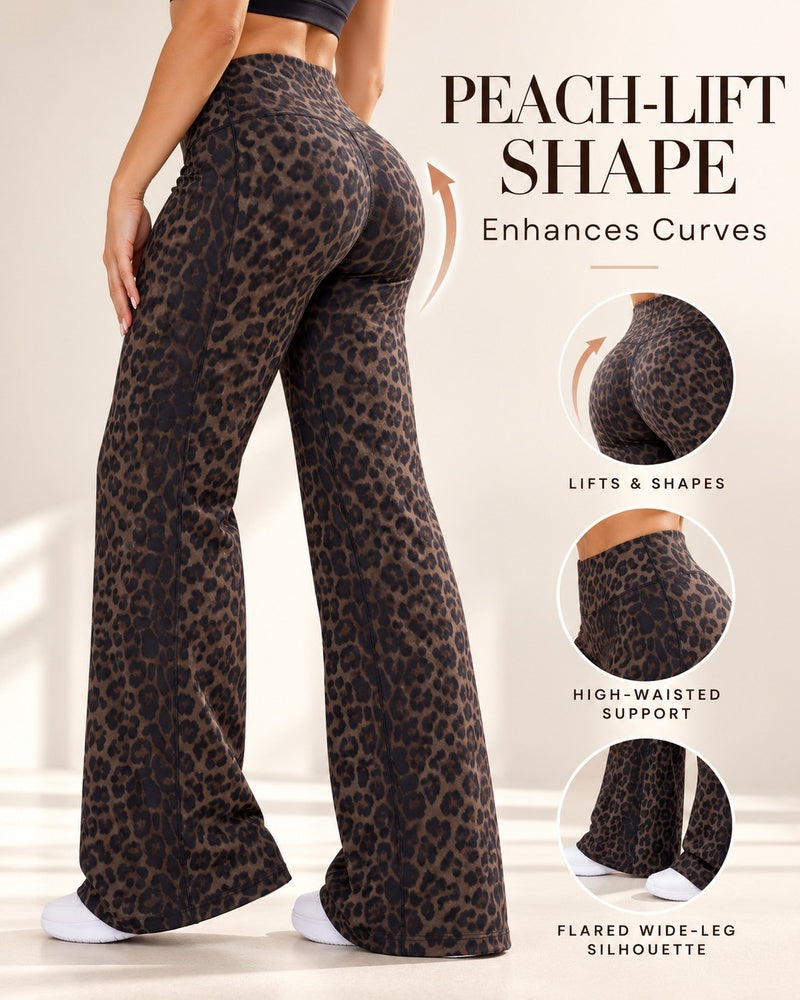High-Waist Solid & Leopard Flare Pants