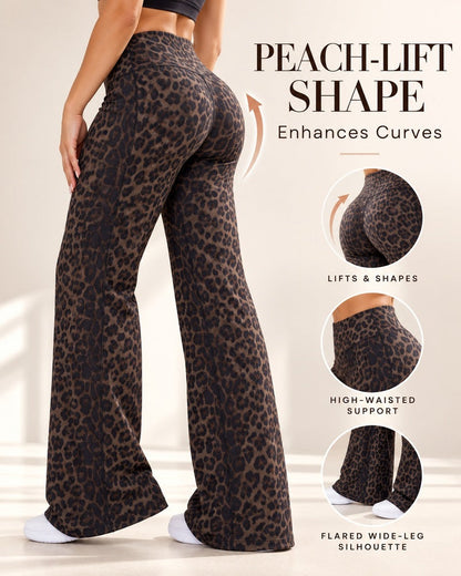 High-Waist Solid & Leopard Flare Pants