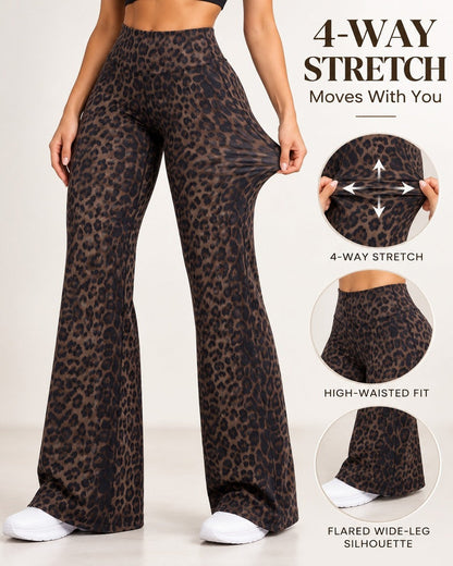 High-Waist Solid & Leopard Flare Pants