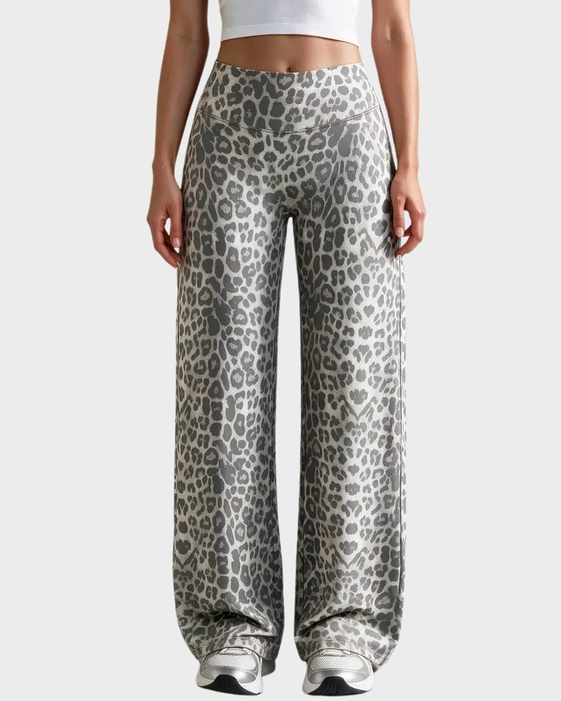 High-Waist Solid & Leopard Flare Pants