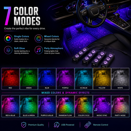 RGB Car Footwell Star Light - Create a Starry Atmosphere Inside Your Car ✨🚗