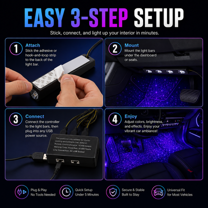 RGB Car Footwell Star Light - Create a Starry Atmosphere Inside Your Car ✨🚗
