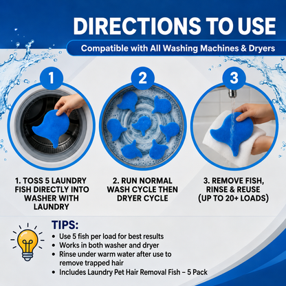 Laundry Pet Hair Removal Fish - 5 Pack