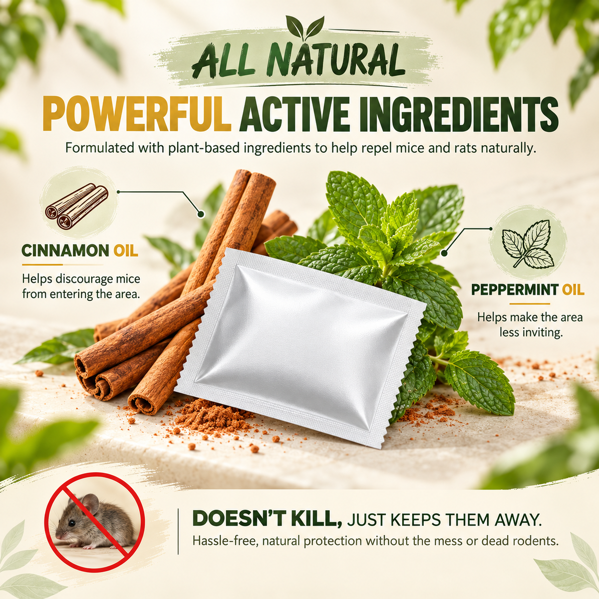 Mouse Repellent Pouches - Mouse Deterrents with Peppermint Oil